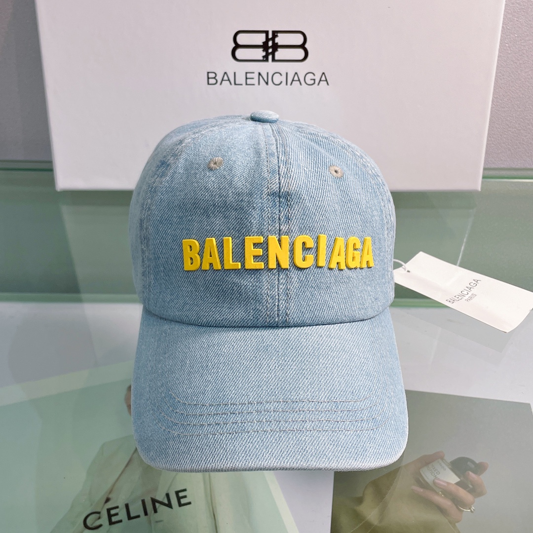 Balenciaga Logo Front Cap In Blue