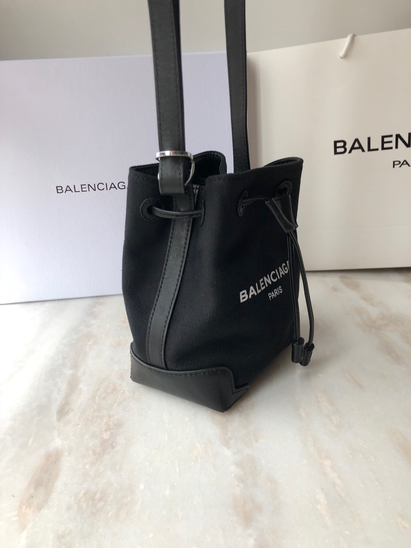Balenciaga Navy Cabas Linen Crossbody Bag In Black, For Women, Women’s Bags 9.8in/25cm