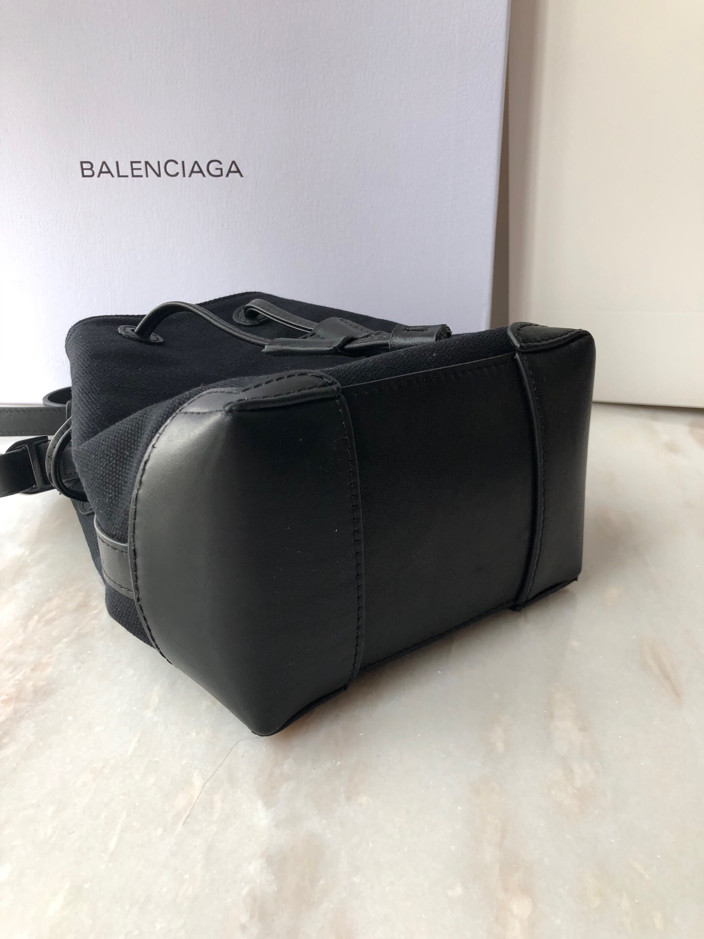 Balenciaga Navy Cabas Linen Crossbody Bag In Black, For Women, Women’s Bags 9.8in/25cm