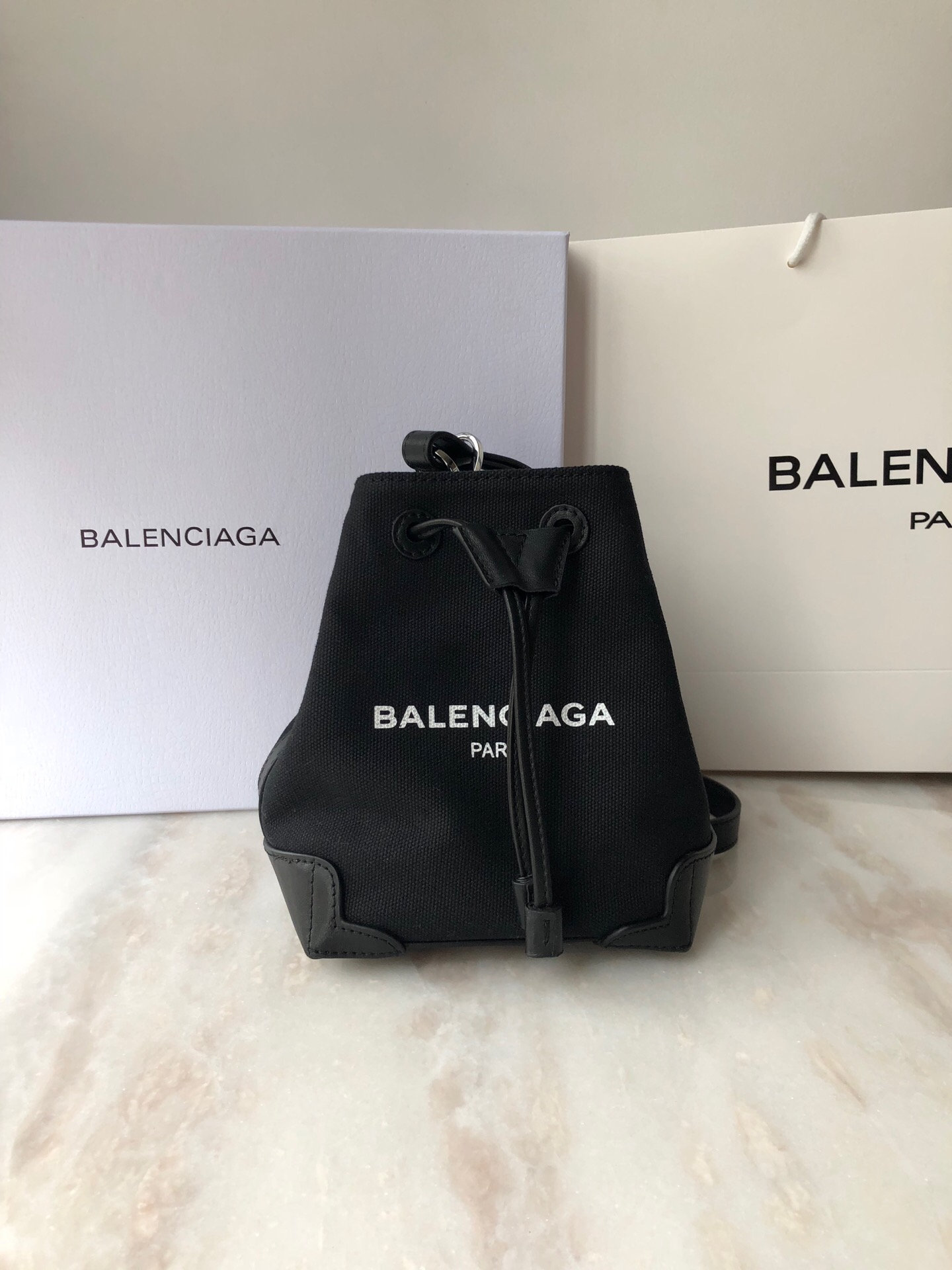 Balenciaga Navy Cabas Linen Crossbody Bag In Black, For Women, Women’s Bags 9.8in/25cm