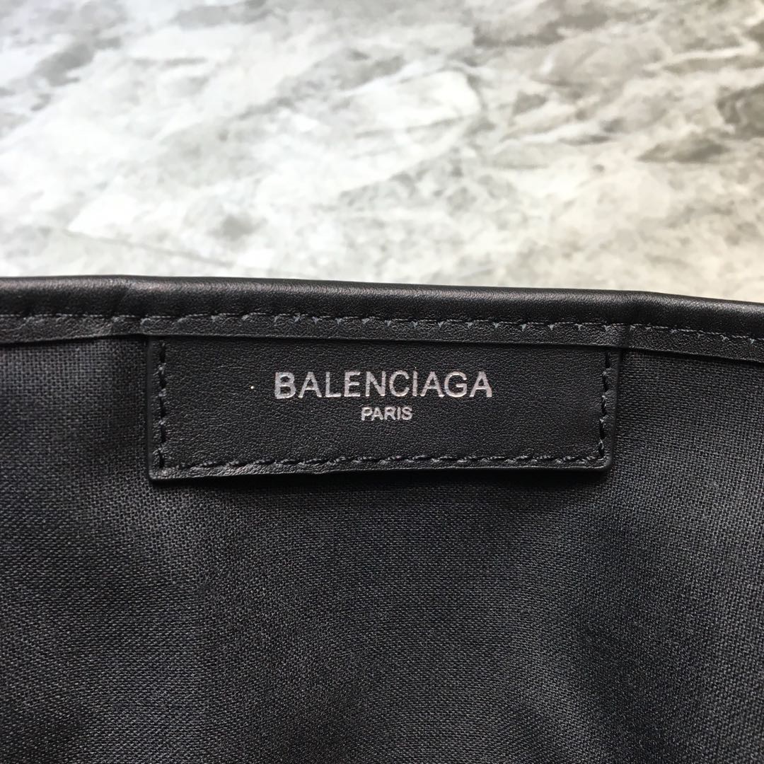 Balenciaga Navy Medium Cabas Tote Bag In Black And White, For Women, Women’s Bags 14.1in/36cm