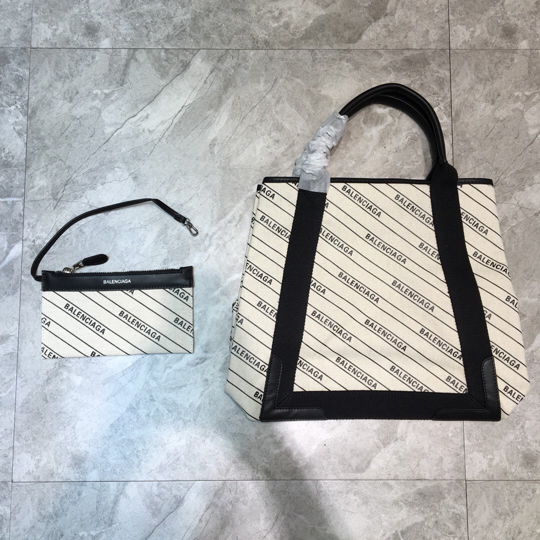 Balenciaga Navy Medium Cabas Tote Bag In White, For Women, Women’s Bags 14.1in/36cm