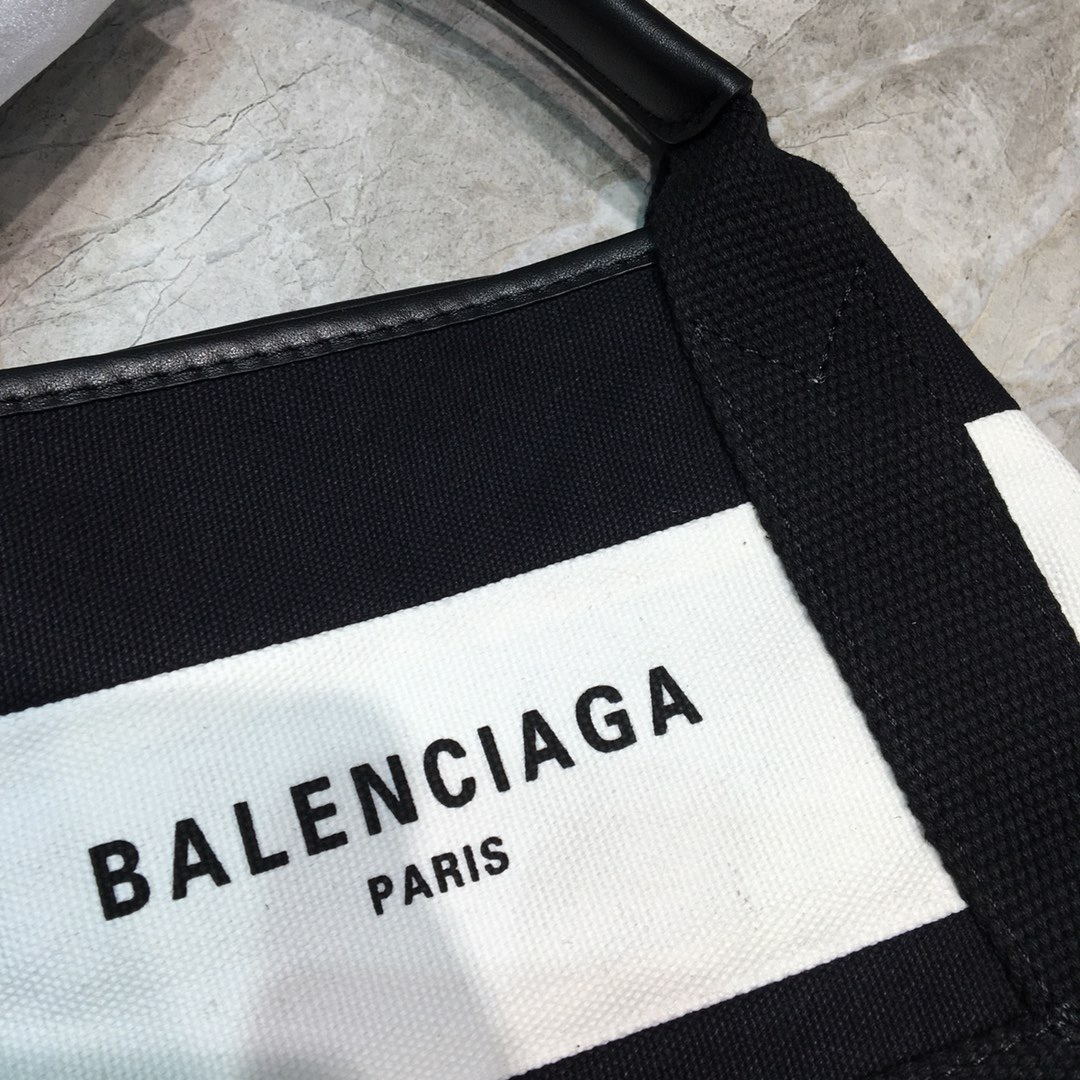 Balenciaga Navy Small Cabas Tote Bag In Black And White, For Women, Women’s Bags 18.5in/47cm