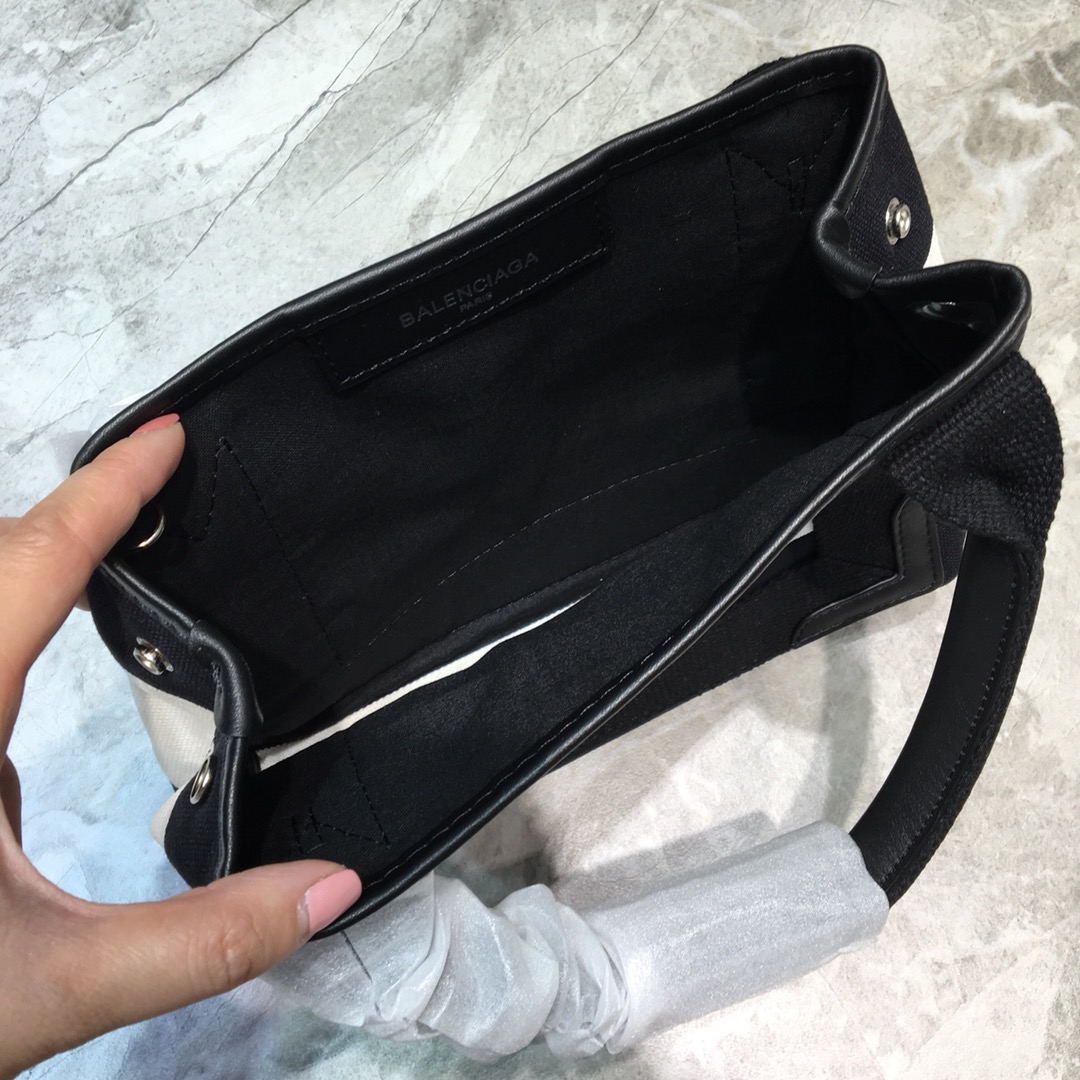Balenciaga Navy Small Cabas Tote Bag In Black And White, For Women, Women’s Bags 18.5in/47cm