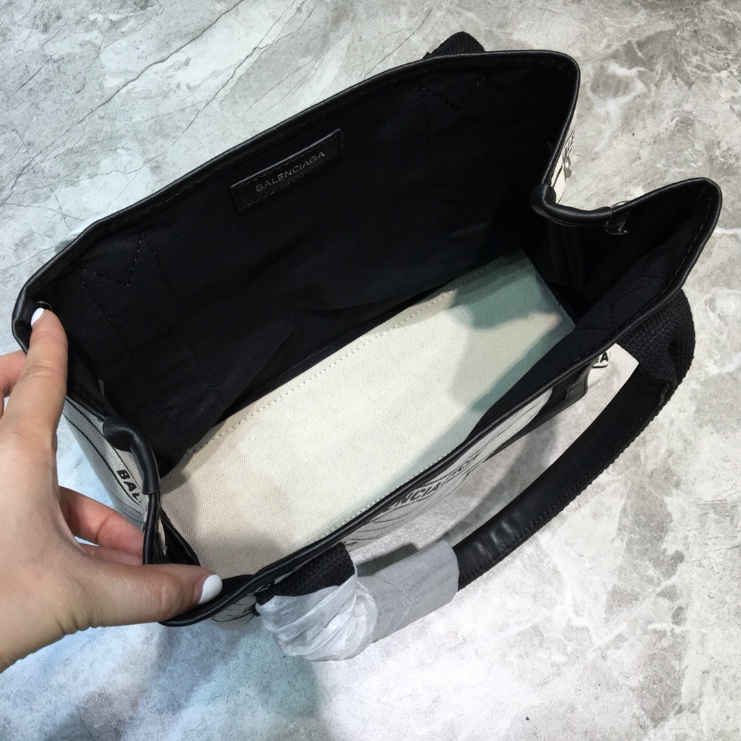 Balenciaga Navy Small Cabas Tote Bag In White, For Women, Women’s Bags 18.5in/47cm