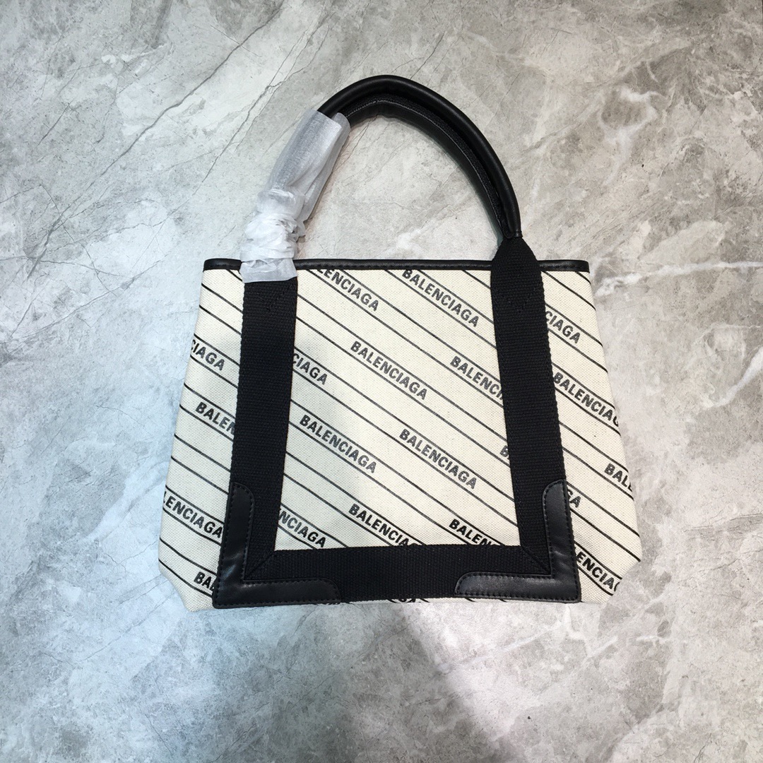 Balenciaga Navy Small Cabas Tote Bag In White, For Women, Women’s Bags 18.5in/47cm