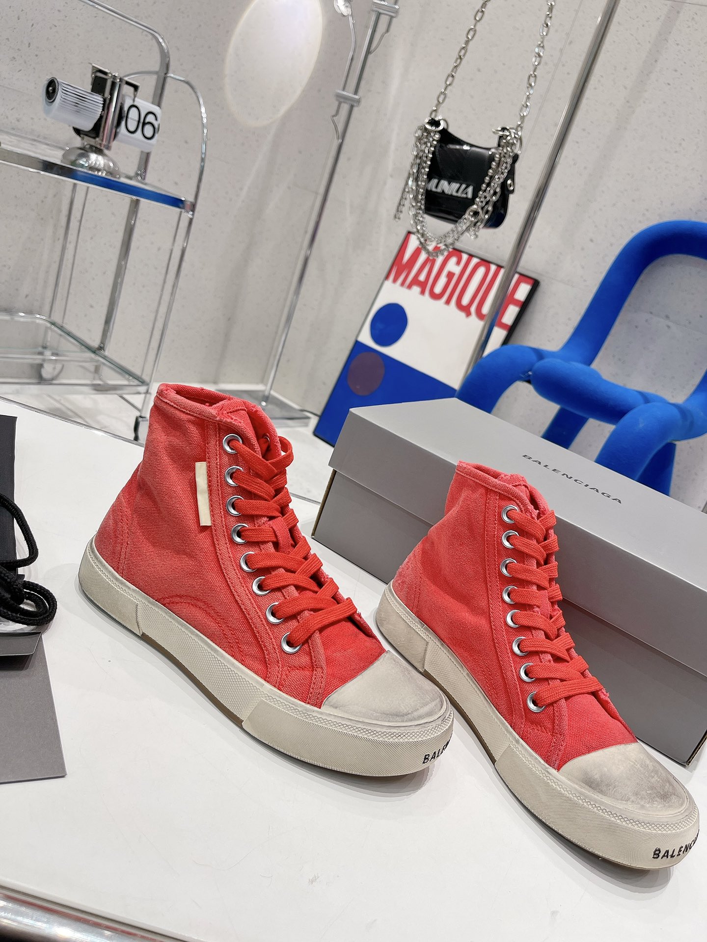 Balenciaga Paris High Top Trainers Red For Women