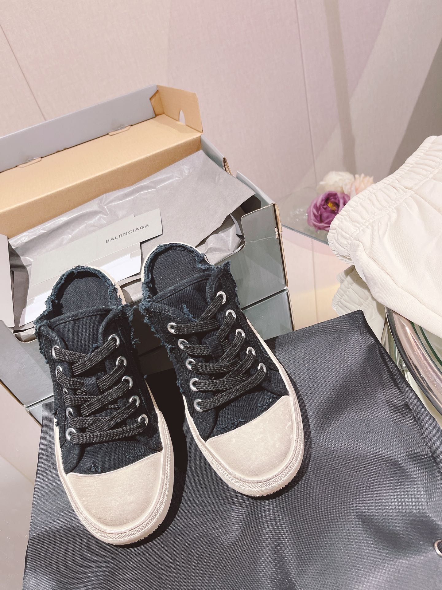 Balenciaga Paris Trainers Mule Black For Women