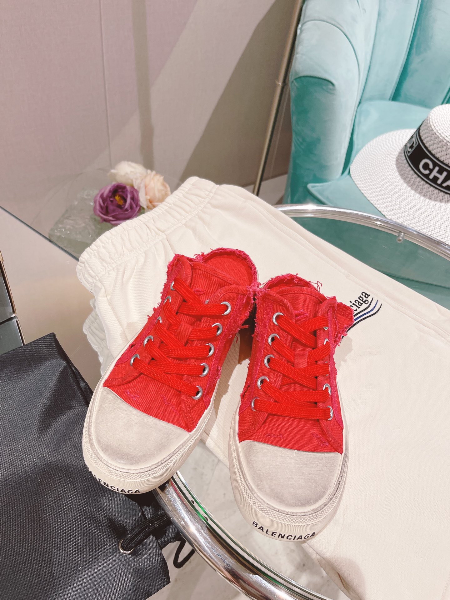 Balenciaga Paris Trainers Mule Red For Women