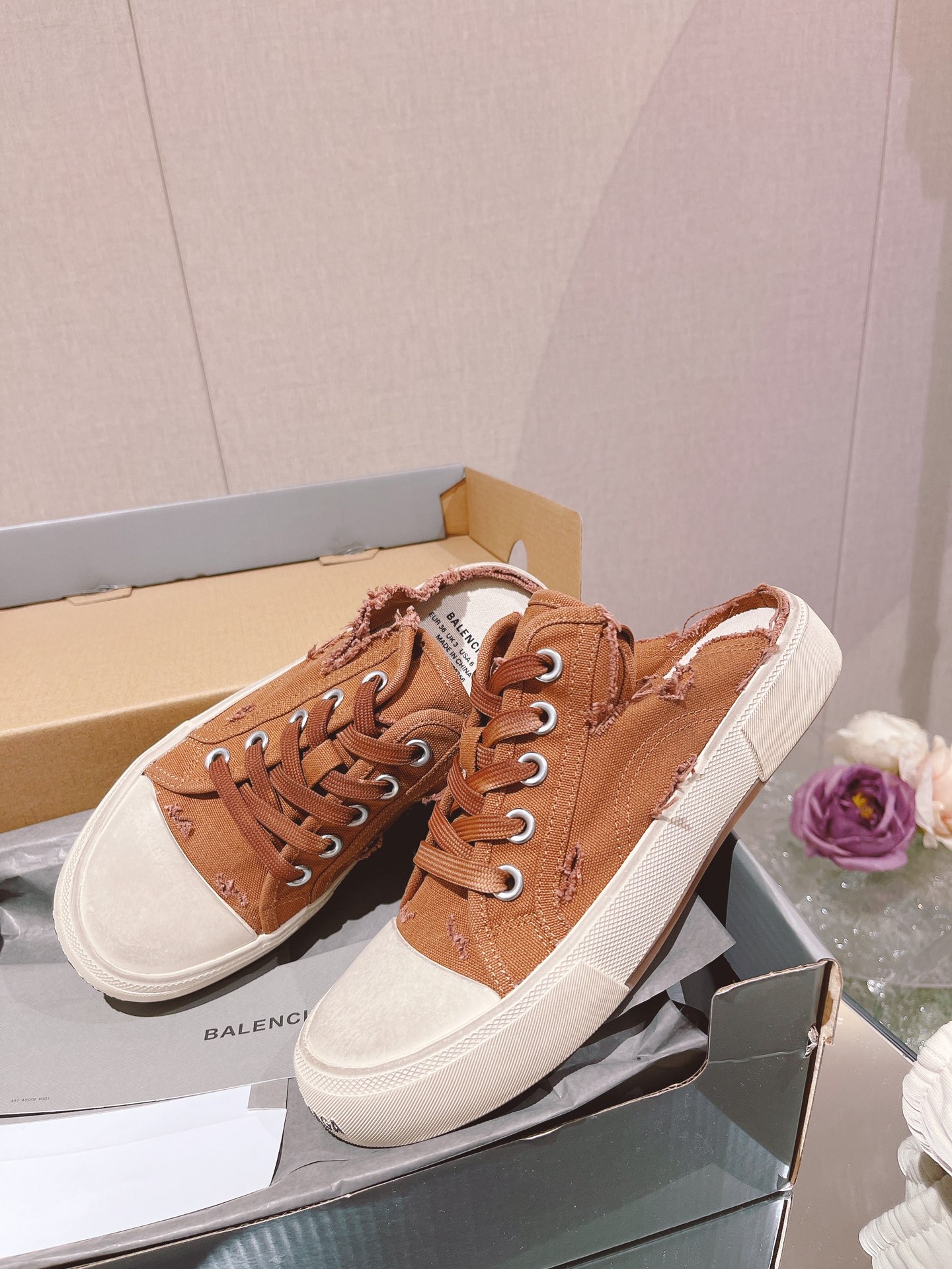 Balenciaga Paris Trainers Mule Red For Women