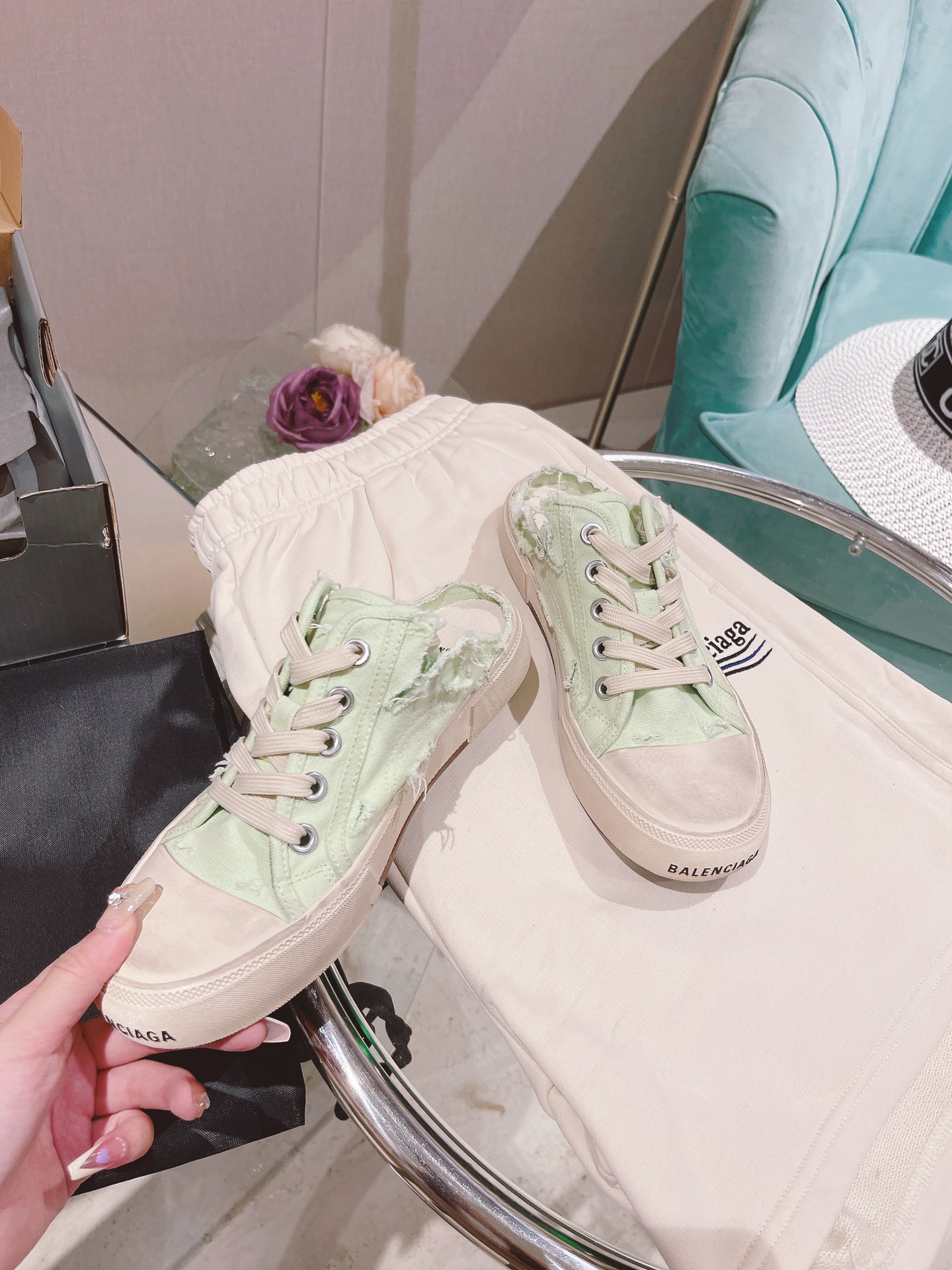 Balenciaga Paris Trainers Mule White For Women