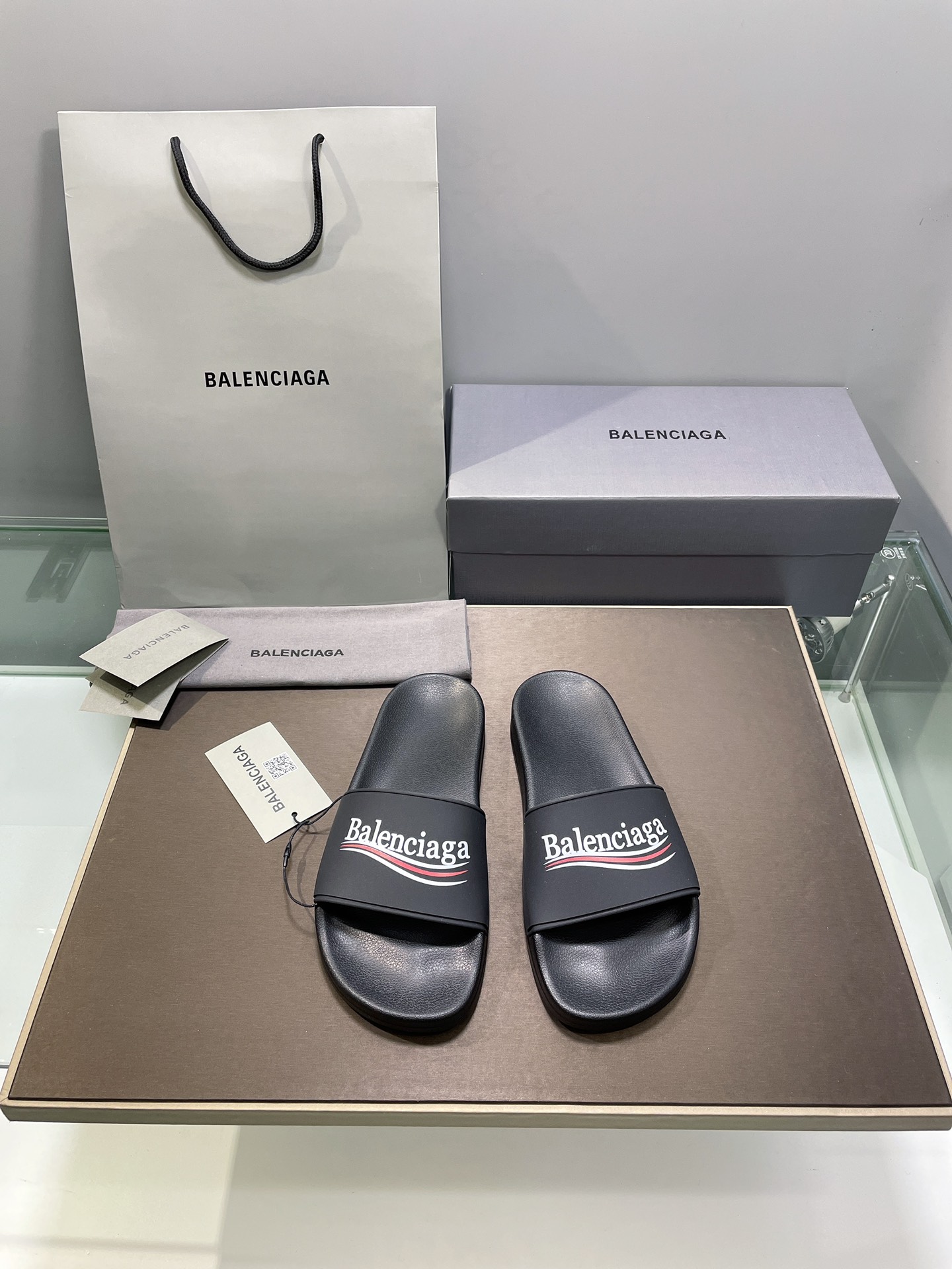 Balenciaga Pool Slide Sandal Black For Women
