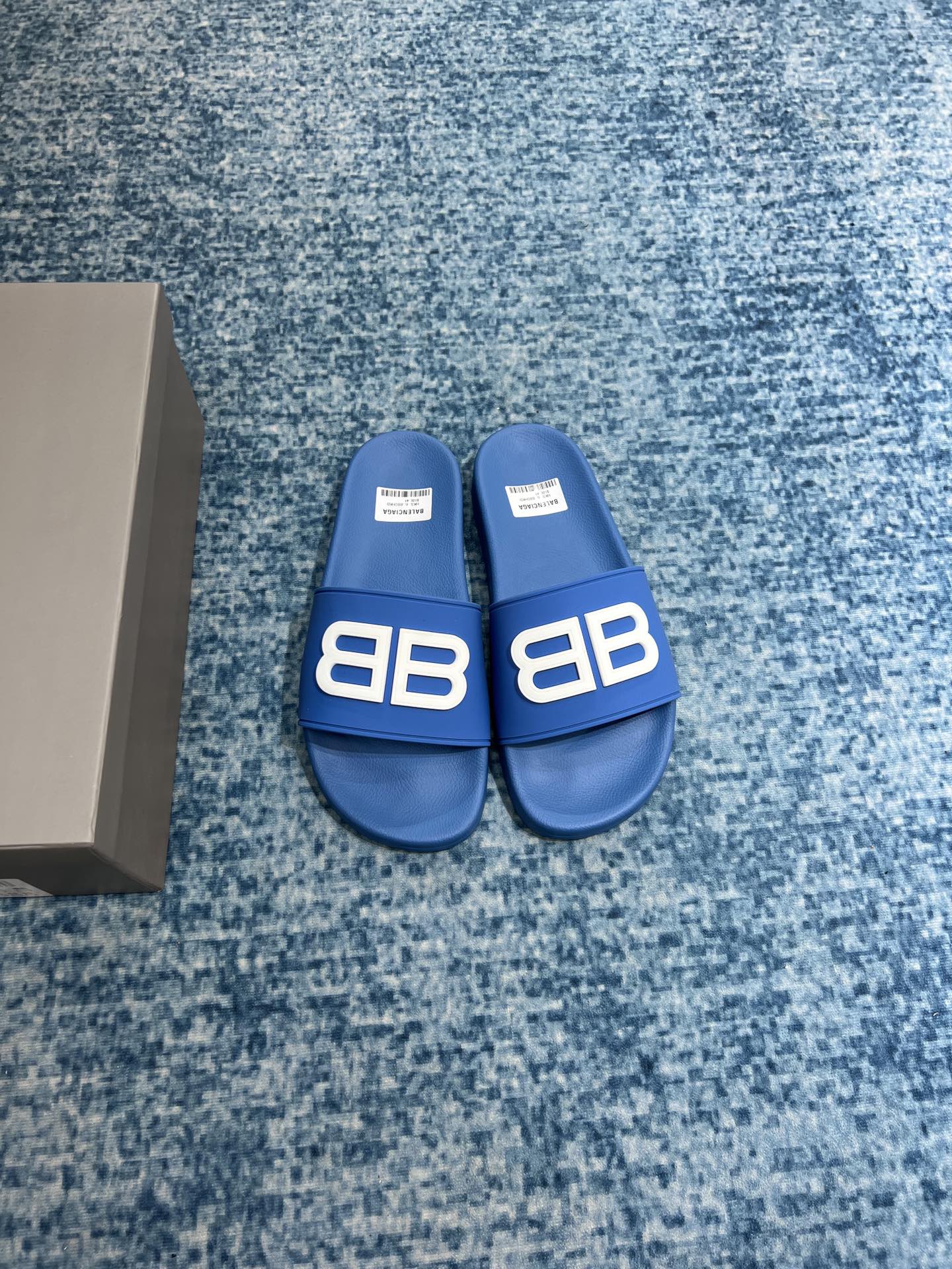 Balenciaga Pool Slide Sandal Blue For Women