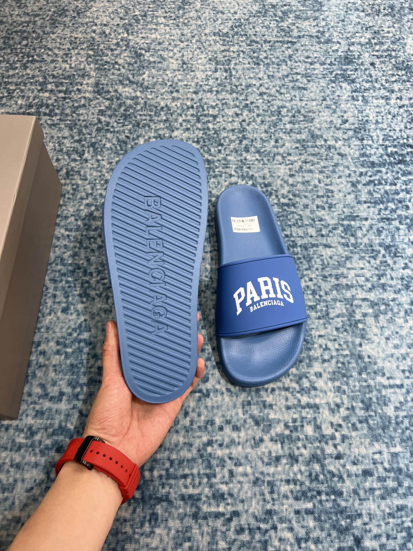 Balenciaga Pool Slide Sandal Blue For Women