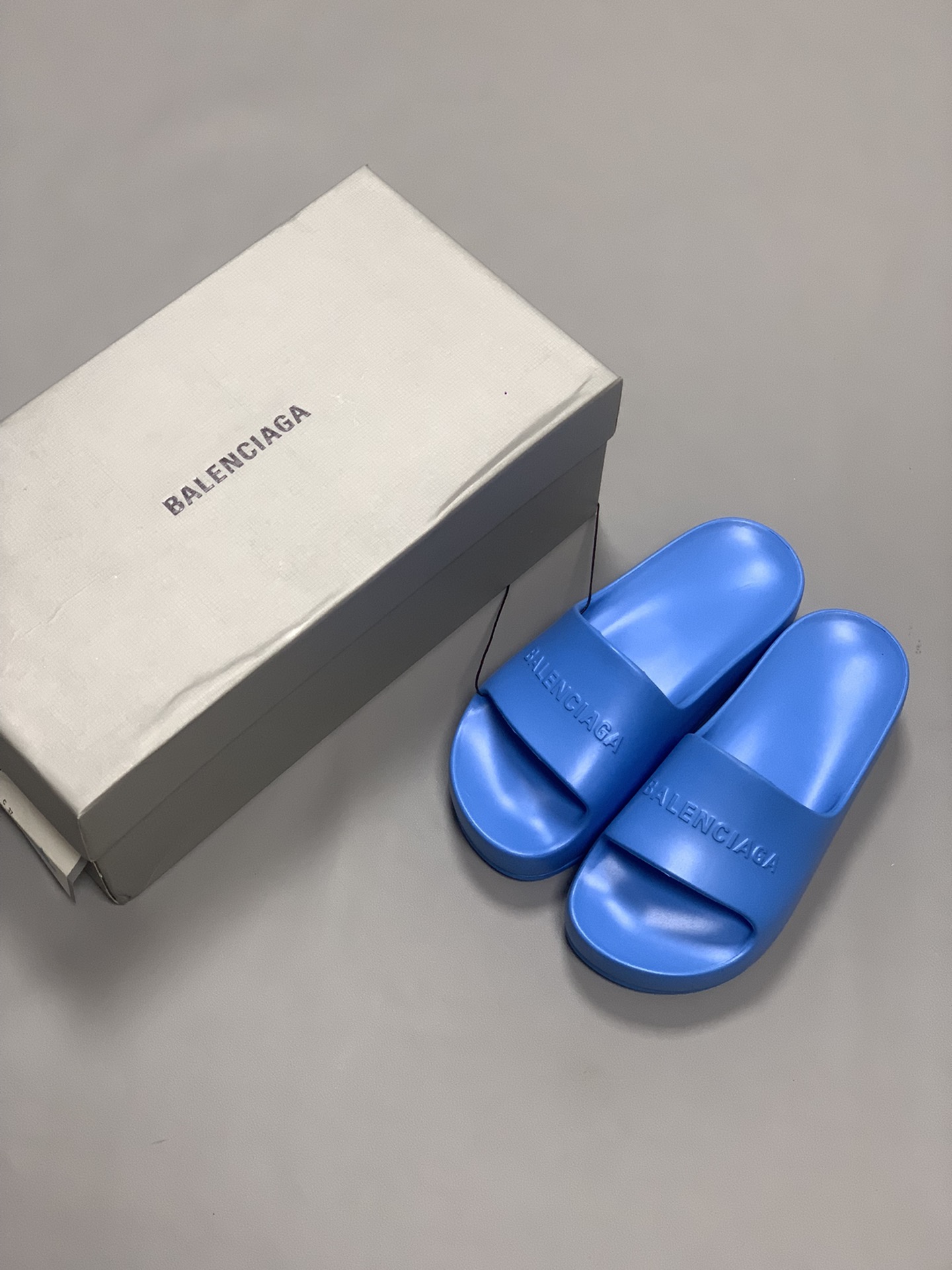 Balenciaga Pool Slide Sandal Blue For Women