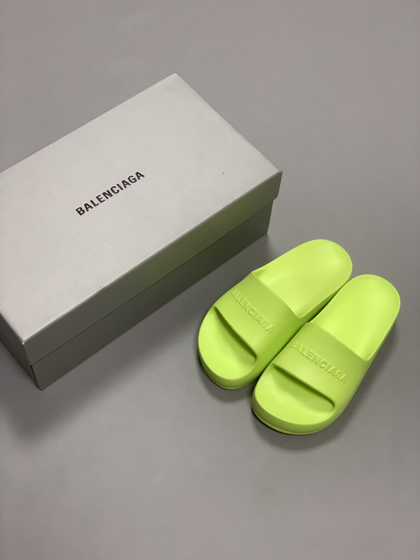Balenciaga Pool Slide Sandal Green Neon For Women