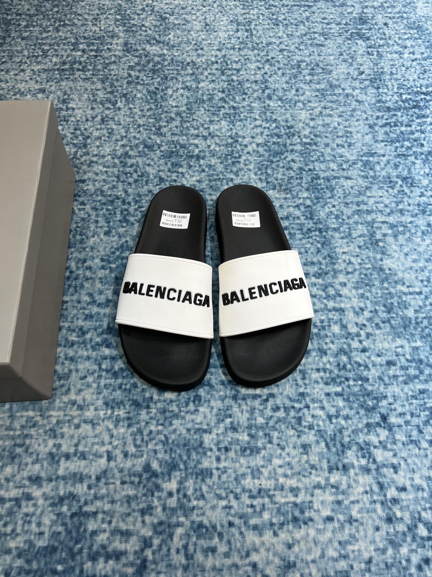 Balenciaga Pool Slide Sandal White/Black For Women
