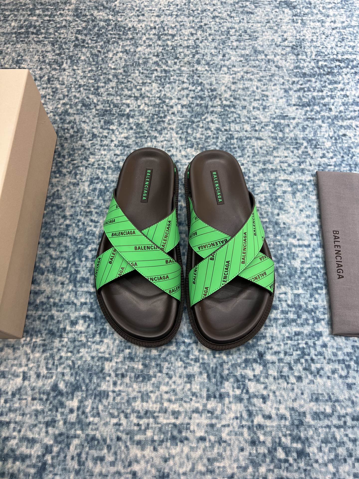 Balenciaga Slide Sandal Black/Green For Women