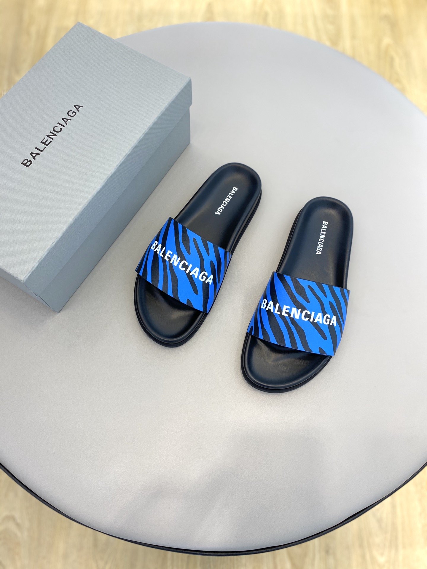 Balenciaga Slide Sandal Blue For Women