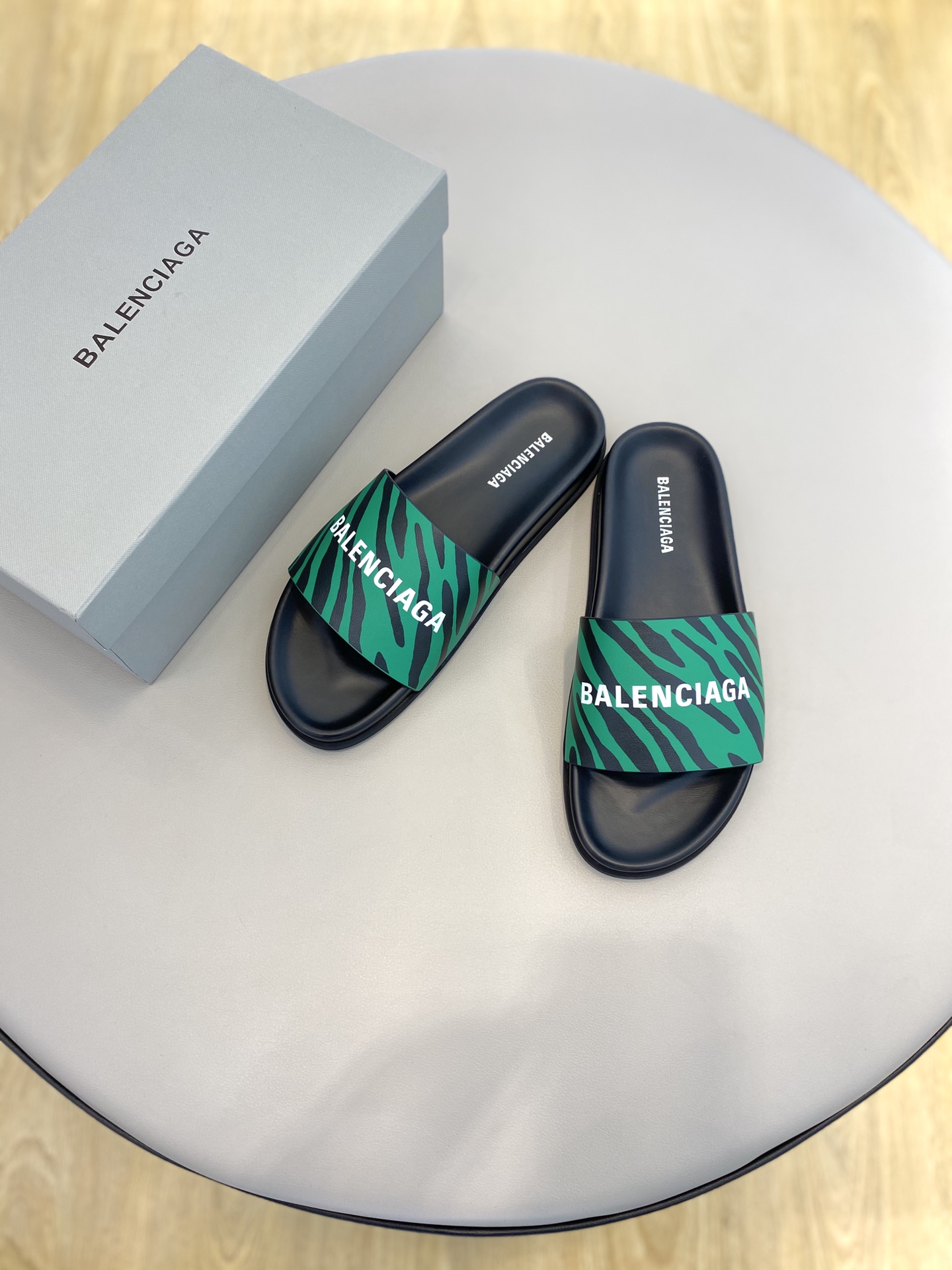 Balenciaga Slide Sandal Green For Women