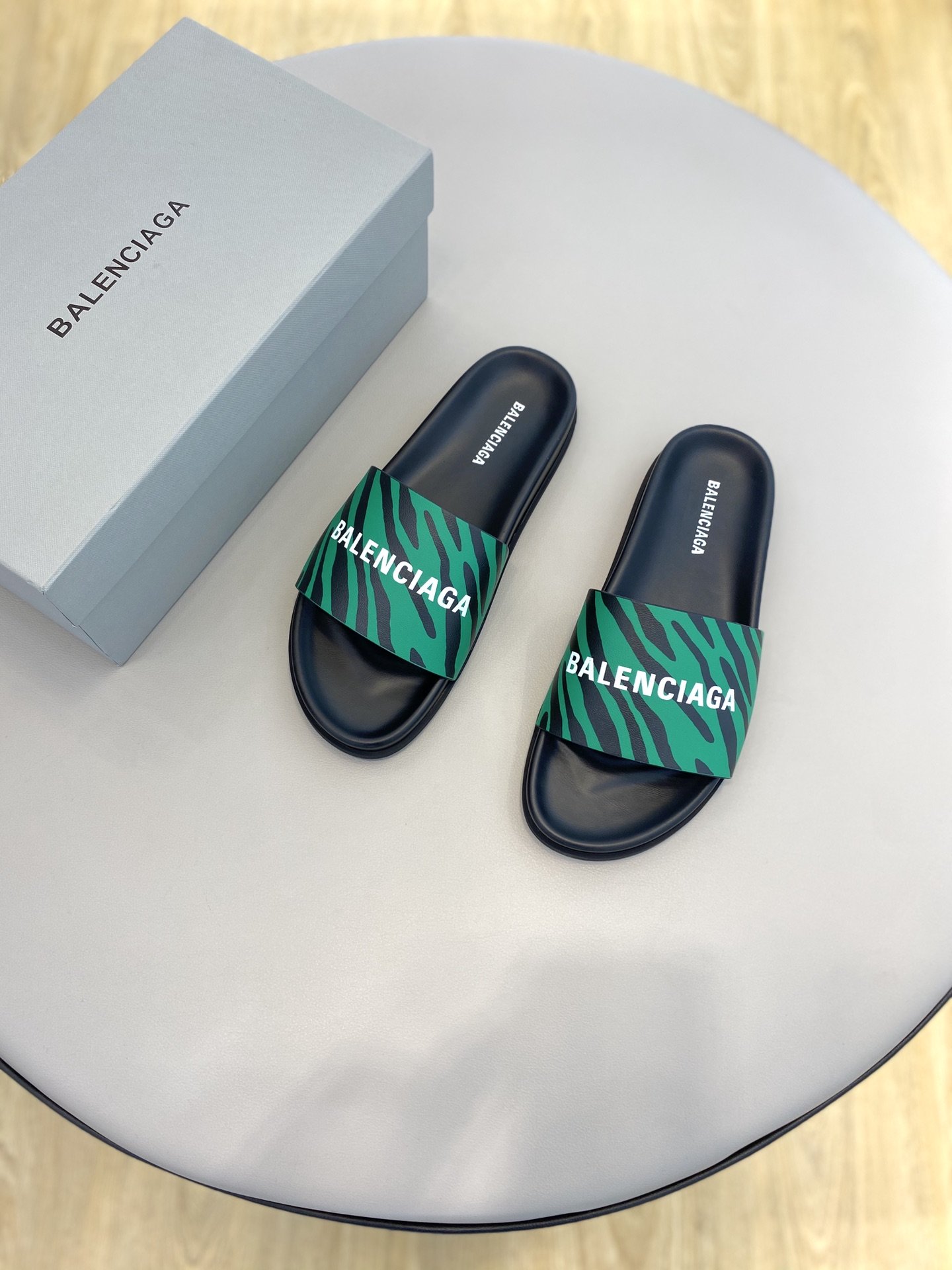 Balenciaga Slide Sandal Green For Women