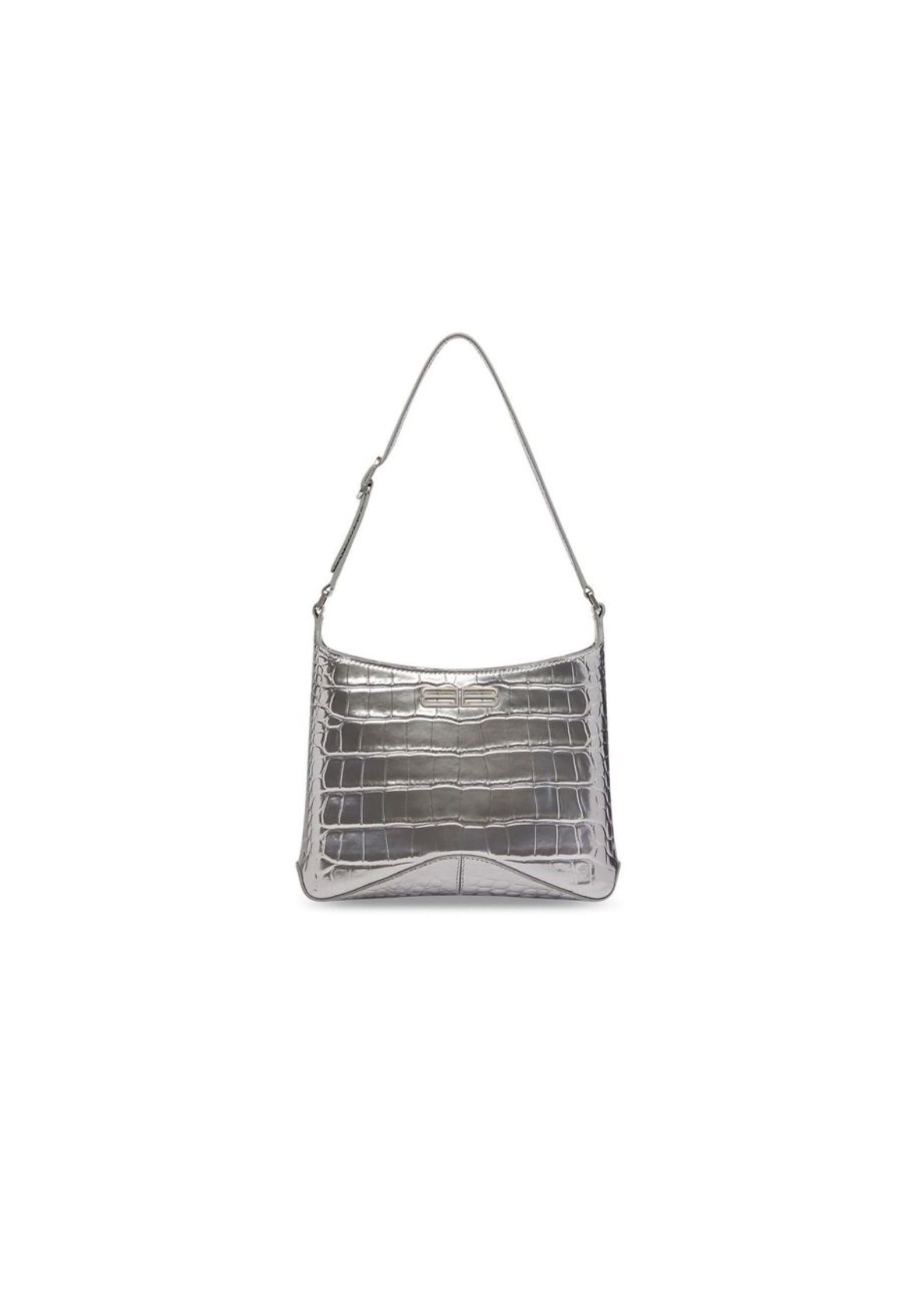 Balenciaga Small Hobo Bag Metalic Sliver Tone For Women 9in/23 cm