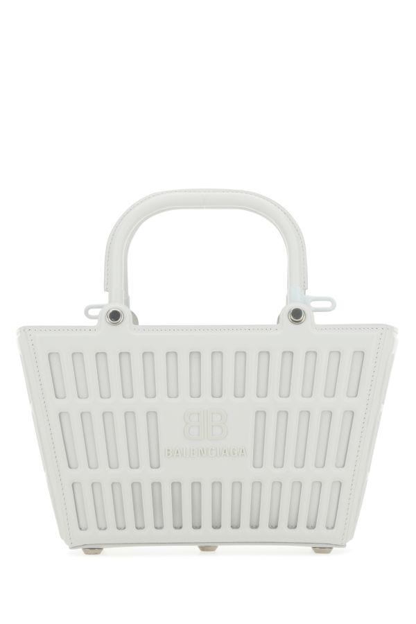 Balenciaga Small Mag Basket Handbag White/Black For Women 11in/28cm