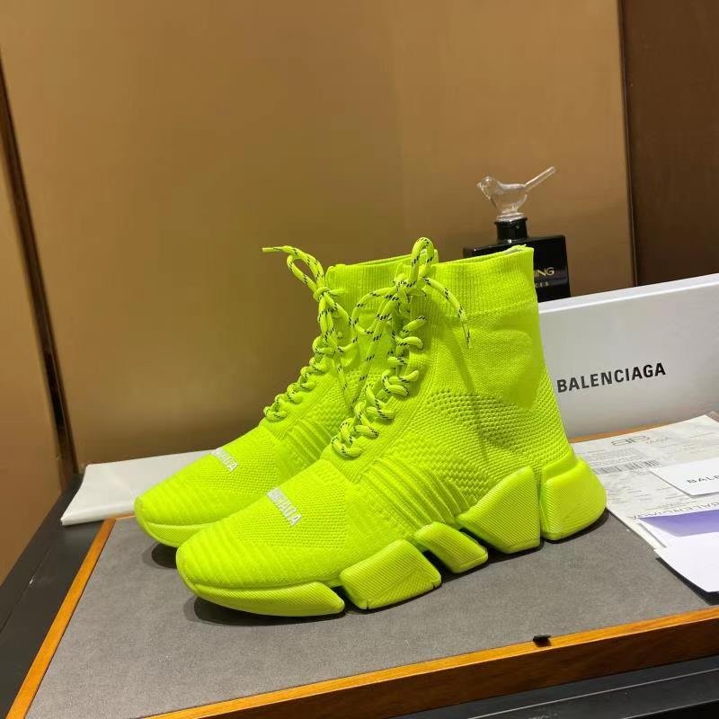 Balenciaga Speed 2.0 Lace-Up Recycled Knit Trainers Yellow For Women