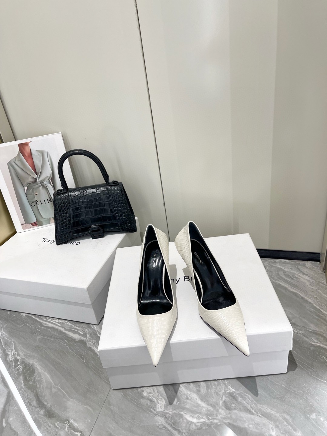 Balenciaga Square Knife 80mm Pump White For Women