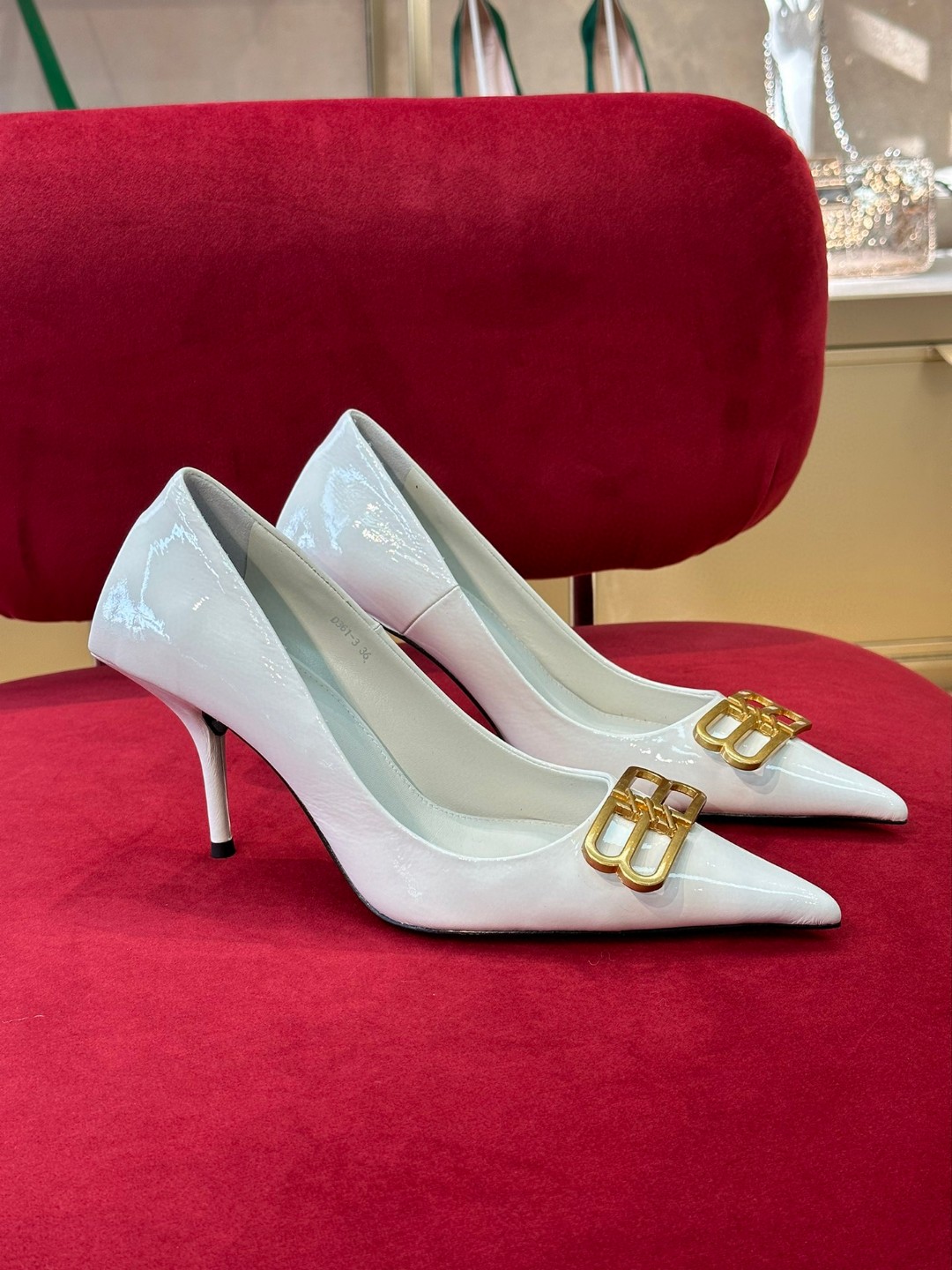 Balenciaga Square Knife BB 80mm Pump White For Women