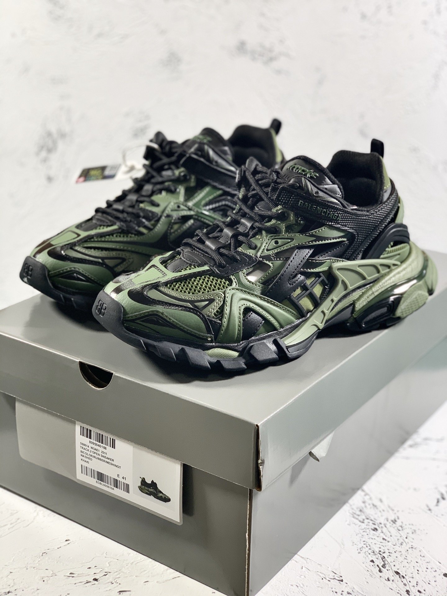Balenciaga Track.2 Clear Sole Trainers Black/Green For Women