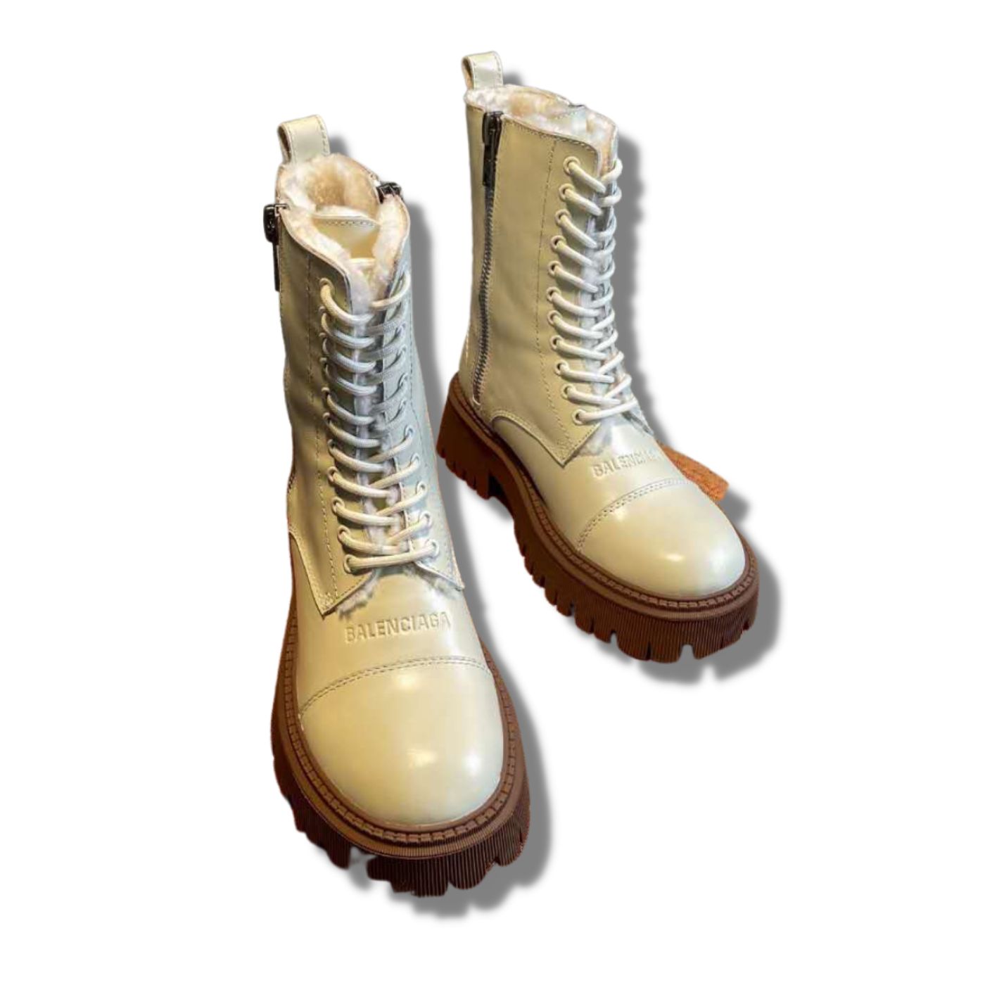 Balenciaga Tractor Boots Beige For Women