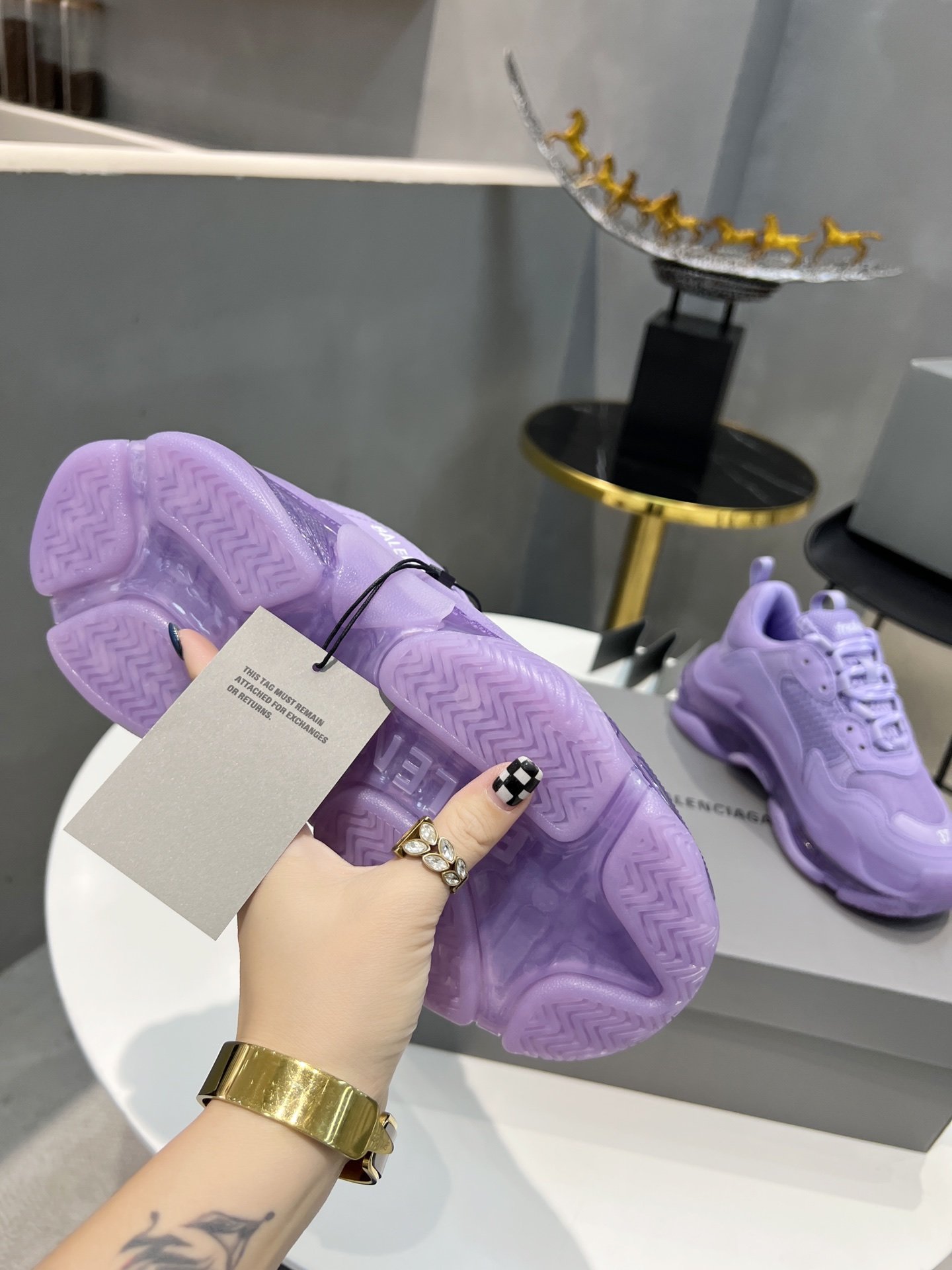 Balenciaga Triple S Trainers Clear Sole Blue For Women