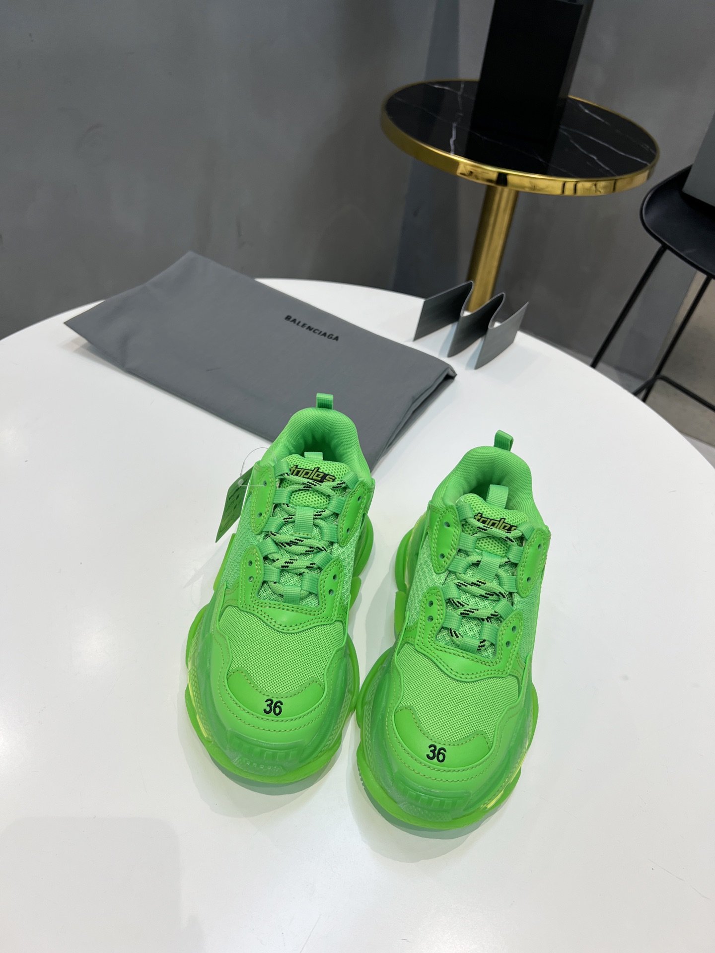 Balenciaga Triple S Trainers Clear Sole Green For Women