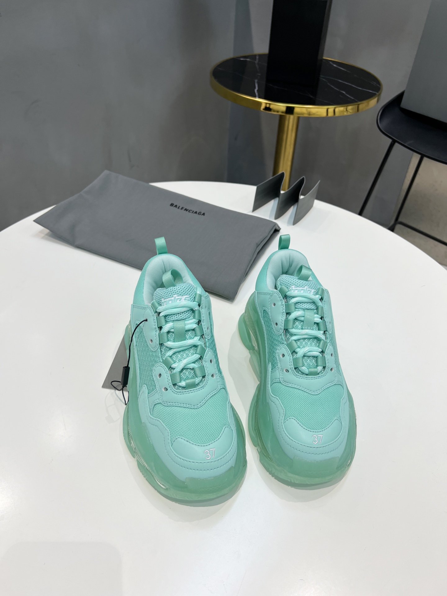 Balenciaga Triple S Trainers Clear Sole Jade Green For Women