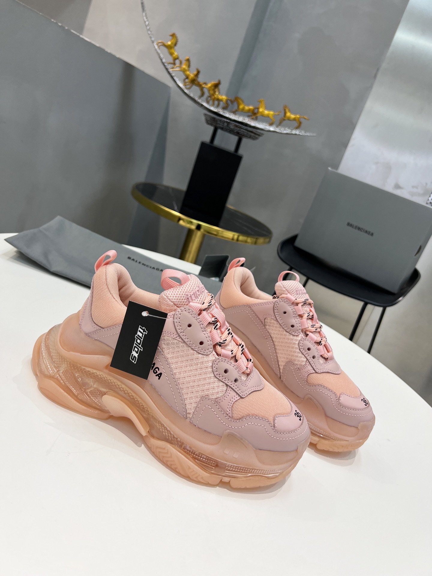 Balenciaga Triple S Trainers Clear Sole Pink For Women