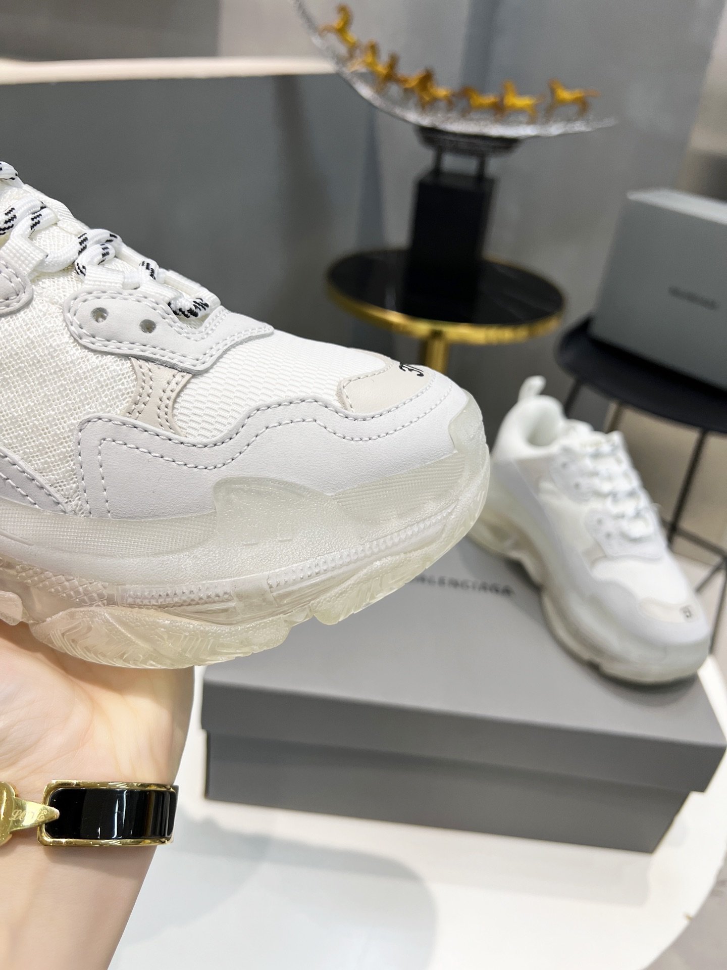 Balenciaga Triple S Trainers Clear Sole White For Women