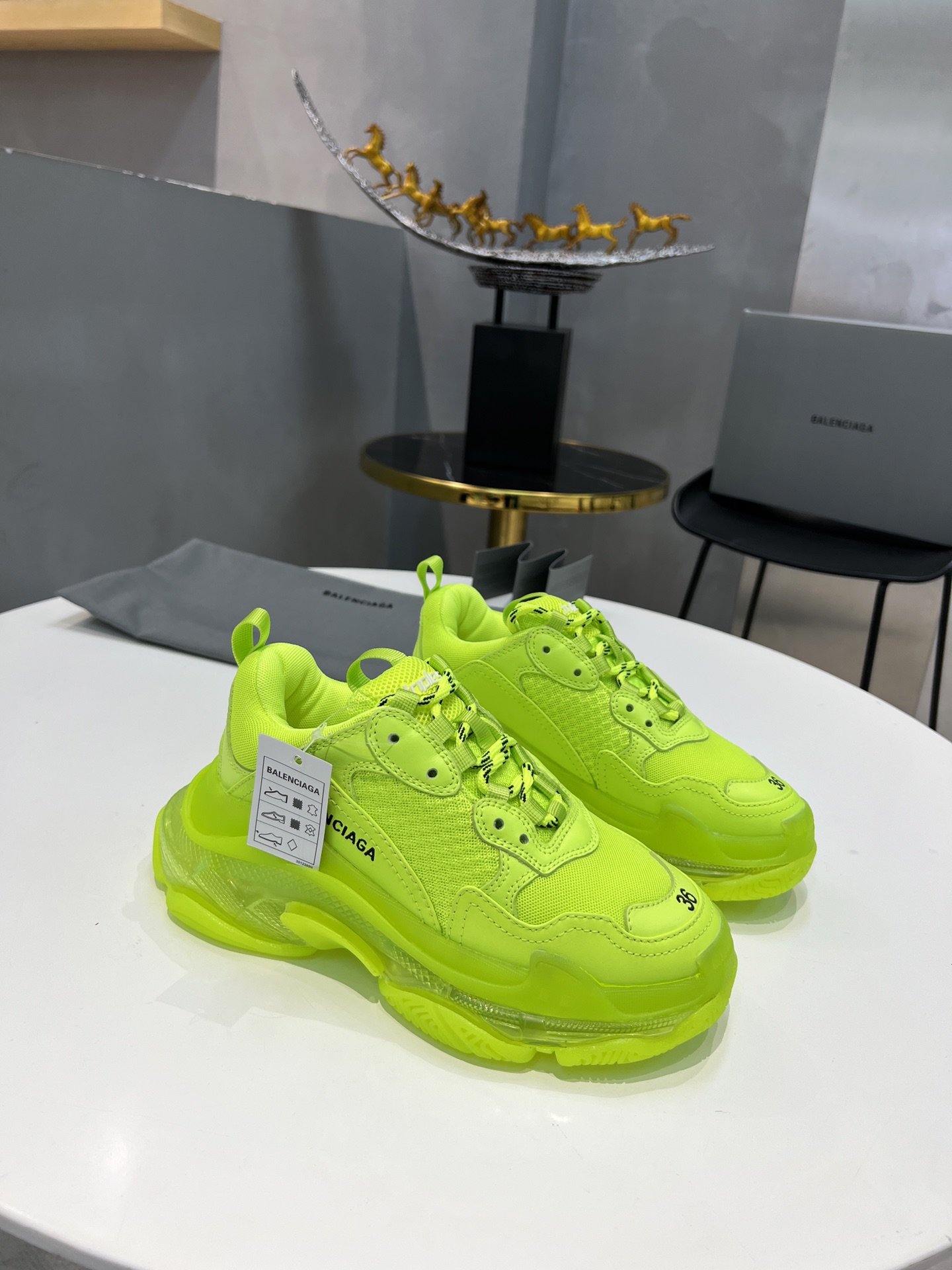Balenciaga Triple S Trainers Clear Sole Yellow For Women
