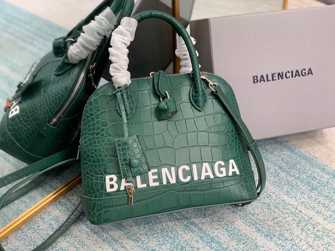 Balenciaga Ville Small Handbag In Dark Green, For Women, Women’s Bags 10.2in/26cm