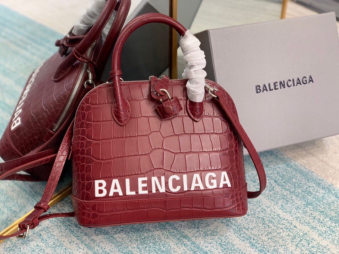 Balenciaga Ville Small Handbag In Dark Red, For Women, Women’s Bags 10.2in/26cm