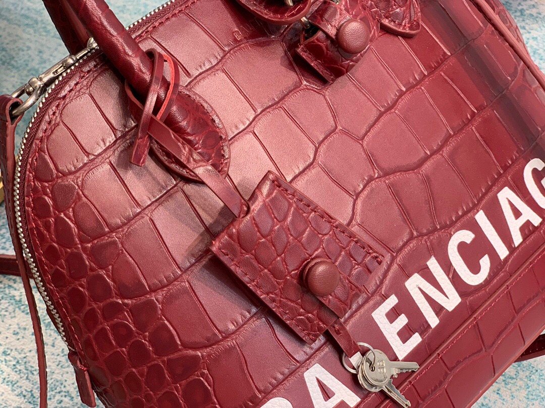 Balenciaga Ville Small Handbag In Dark Red, For Women, Women’s Bags 10.2in/26cm