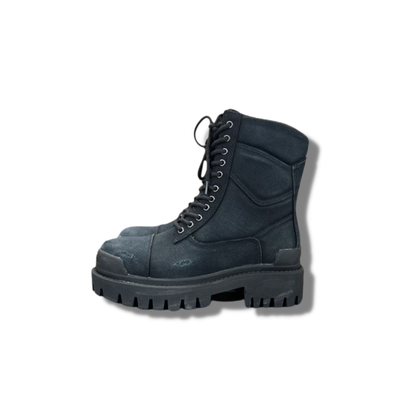 Balenciaga Worn-Effect Combat Boots Black For Men