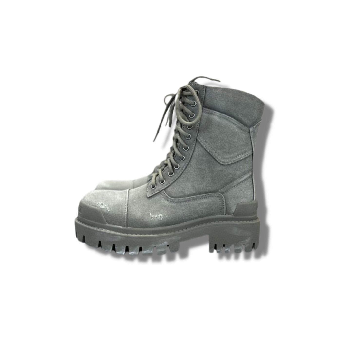 Balenciaga Worn-Effect Combat Boots Grey For Men