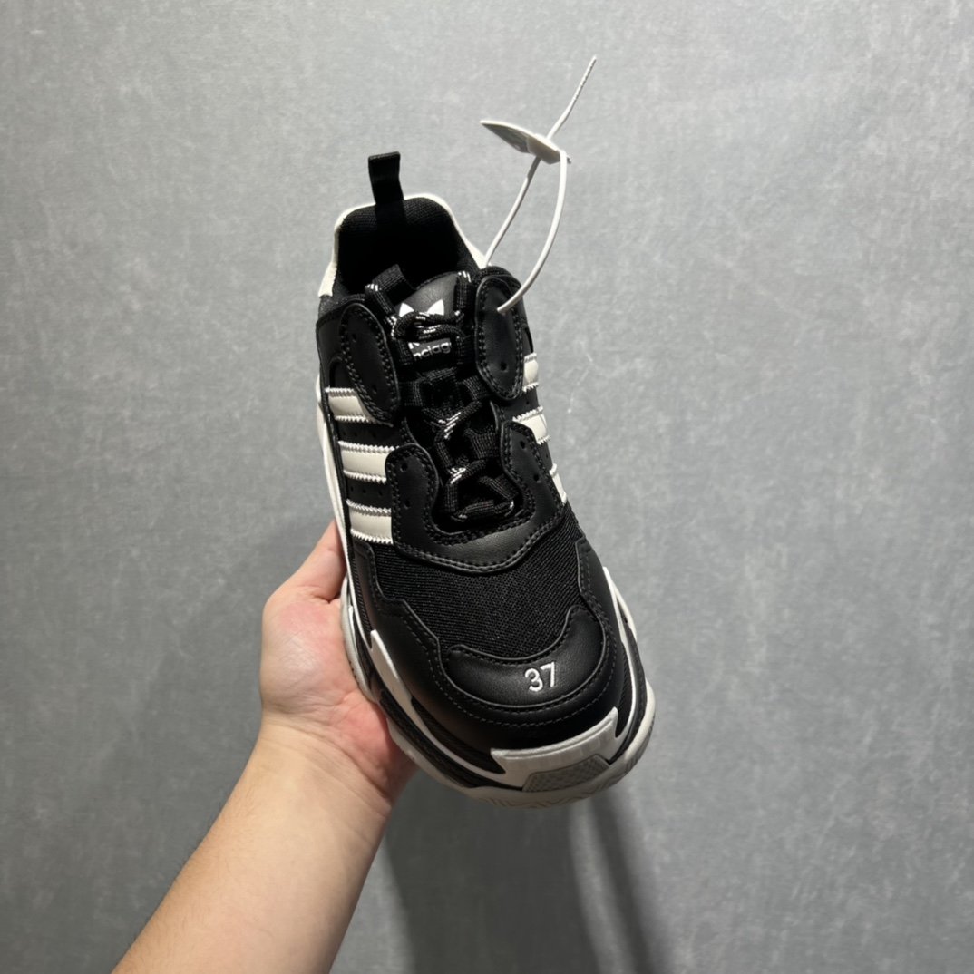 Balenciaga x Adidas Triple S Trainers Black For Women