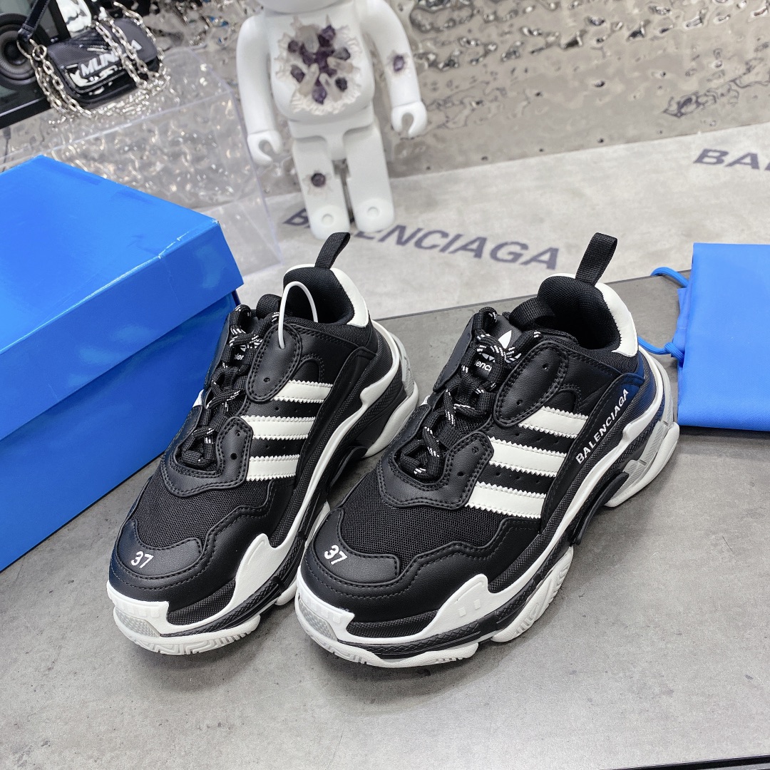 Balenciaga x Adidas Triple s Trainers Clear Sole Black For Women