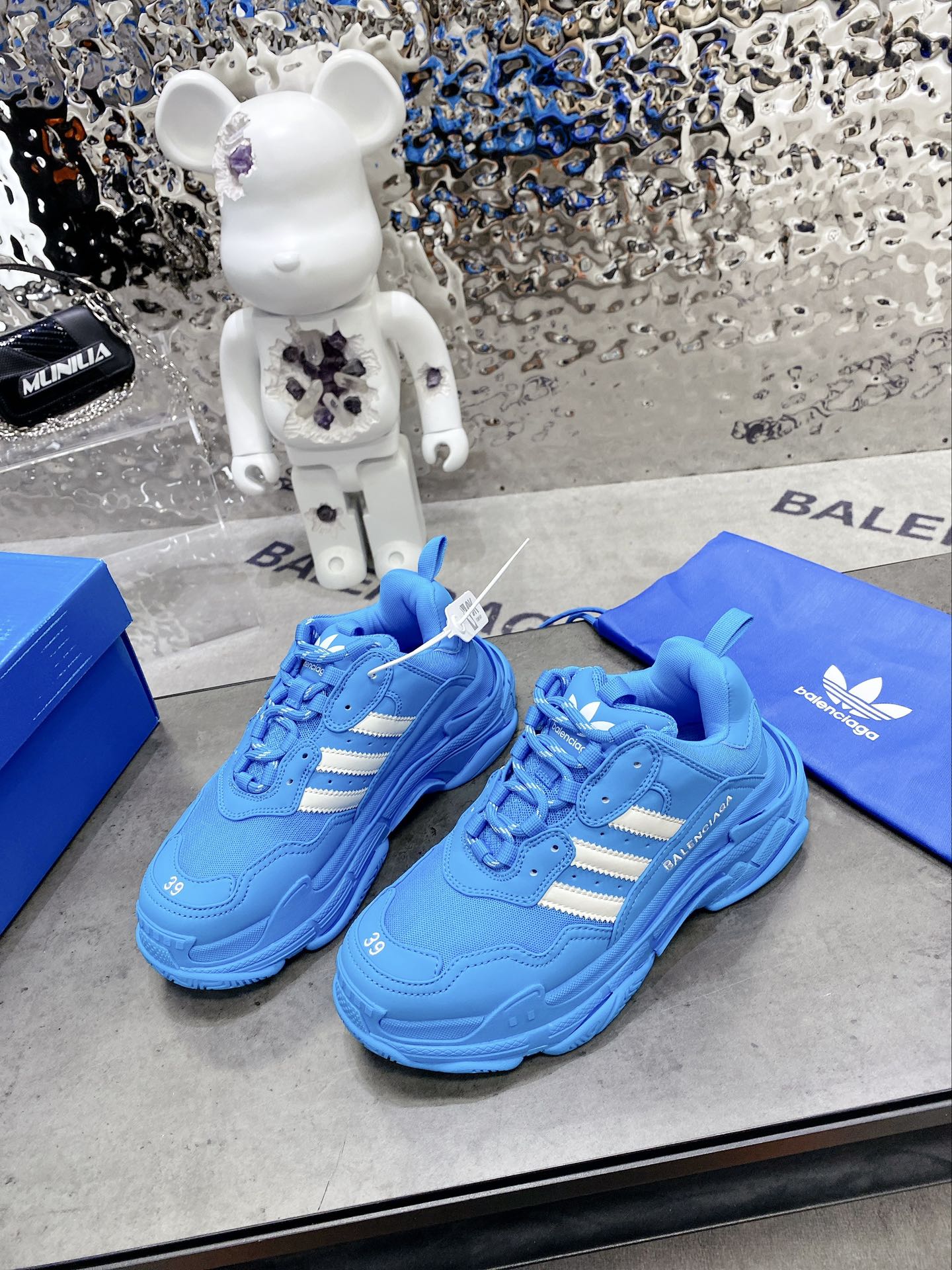 Balenciaga x Adidas Triple s Trainers Clear Sole Blue For Women