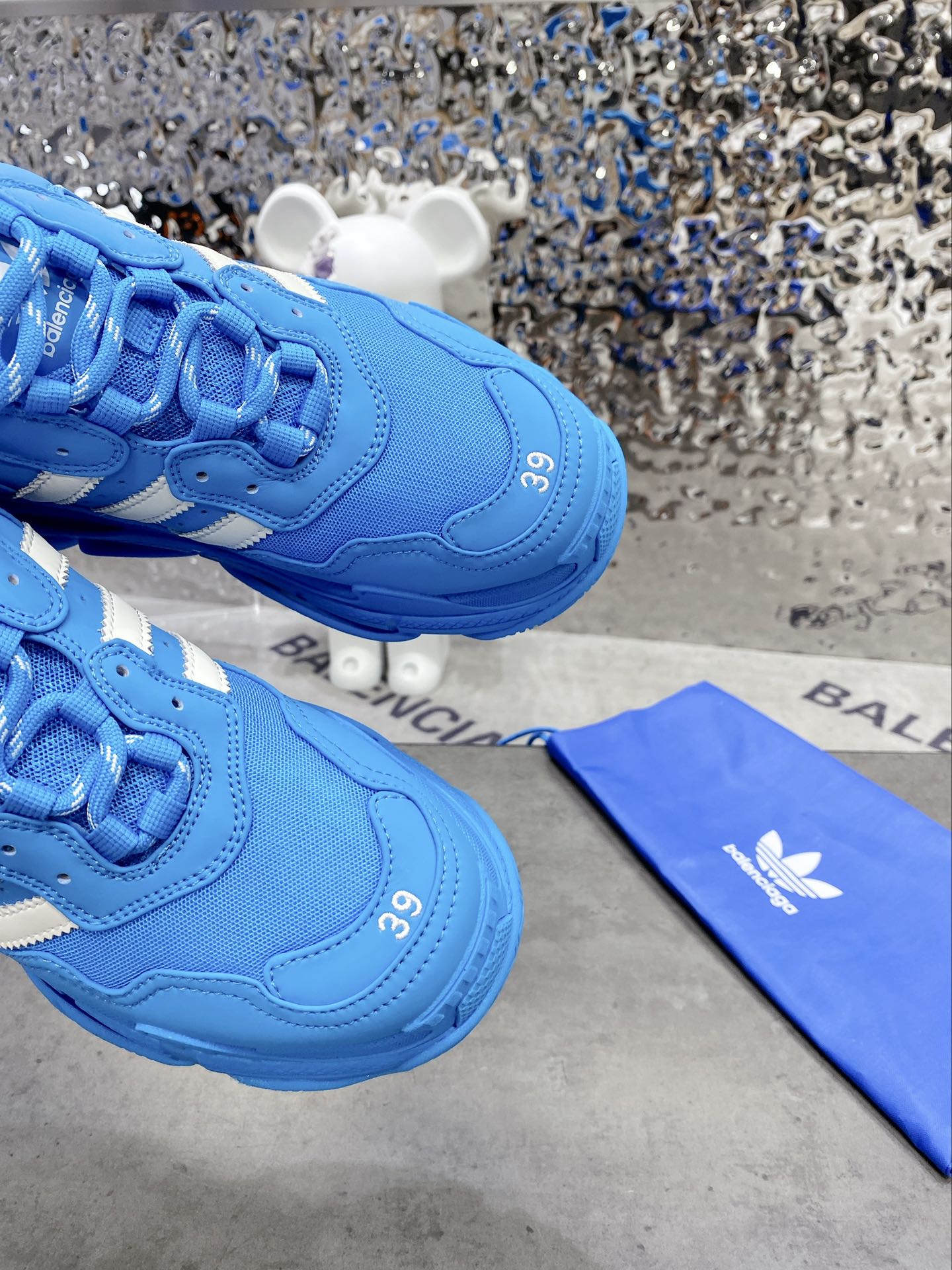 Balenciaga x Adidas Triple s Trainers Clear Sole Blue For Women