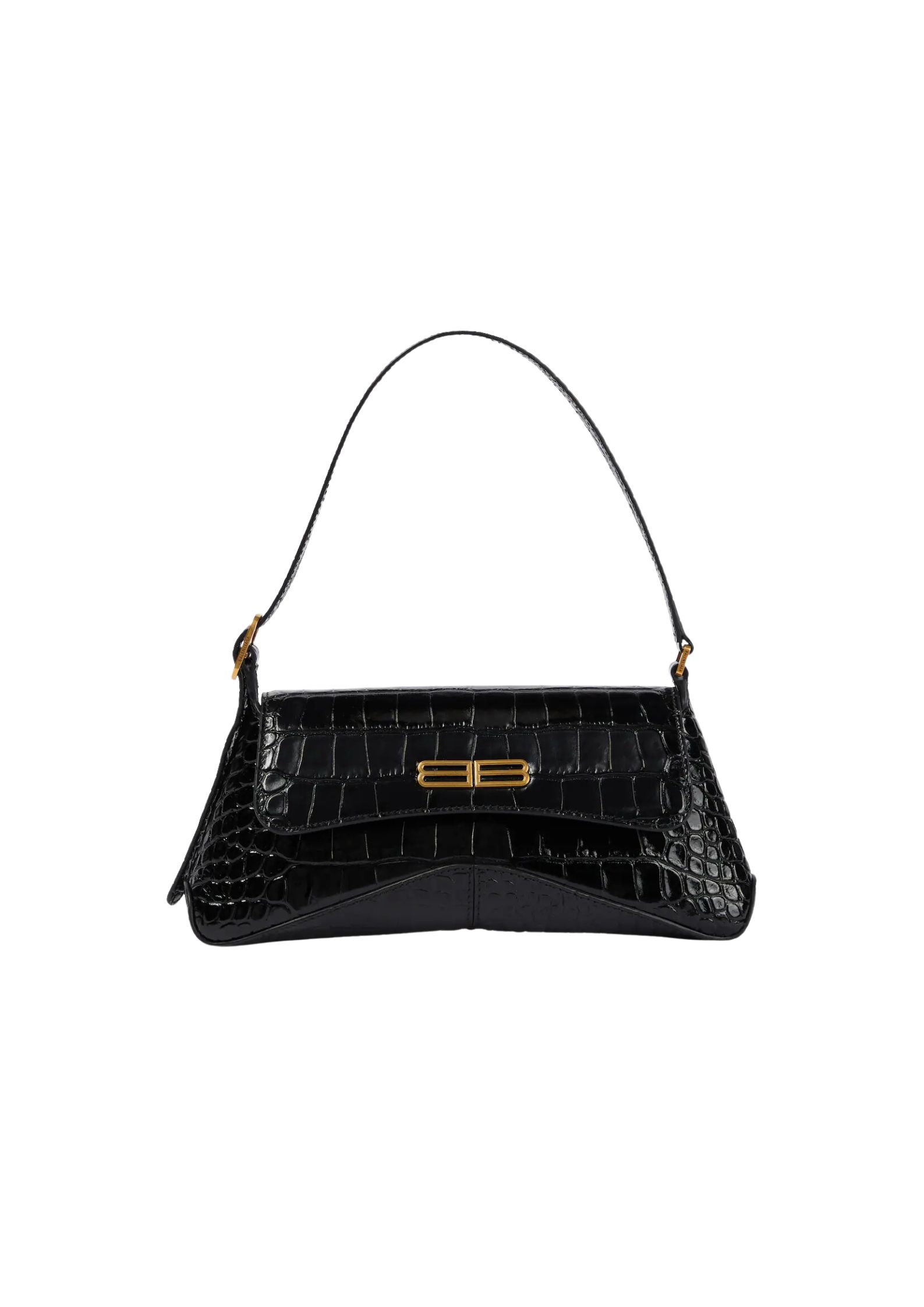 Balenciaga XX Embossed Large Shoulder Bag Black/White For Women 17.3 in/44 cm