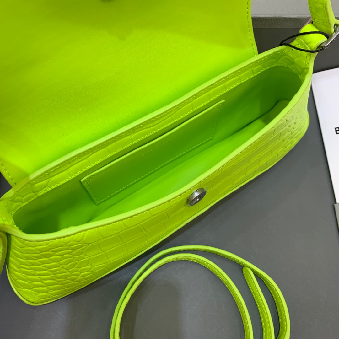 Balenciaga XX Small Flap Bag Box Green Neon, For Women, Women’s Bags 10.6in/27cm