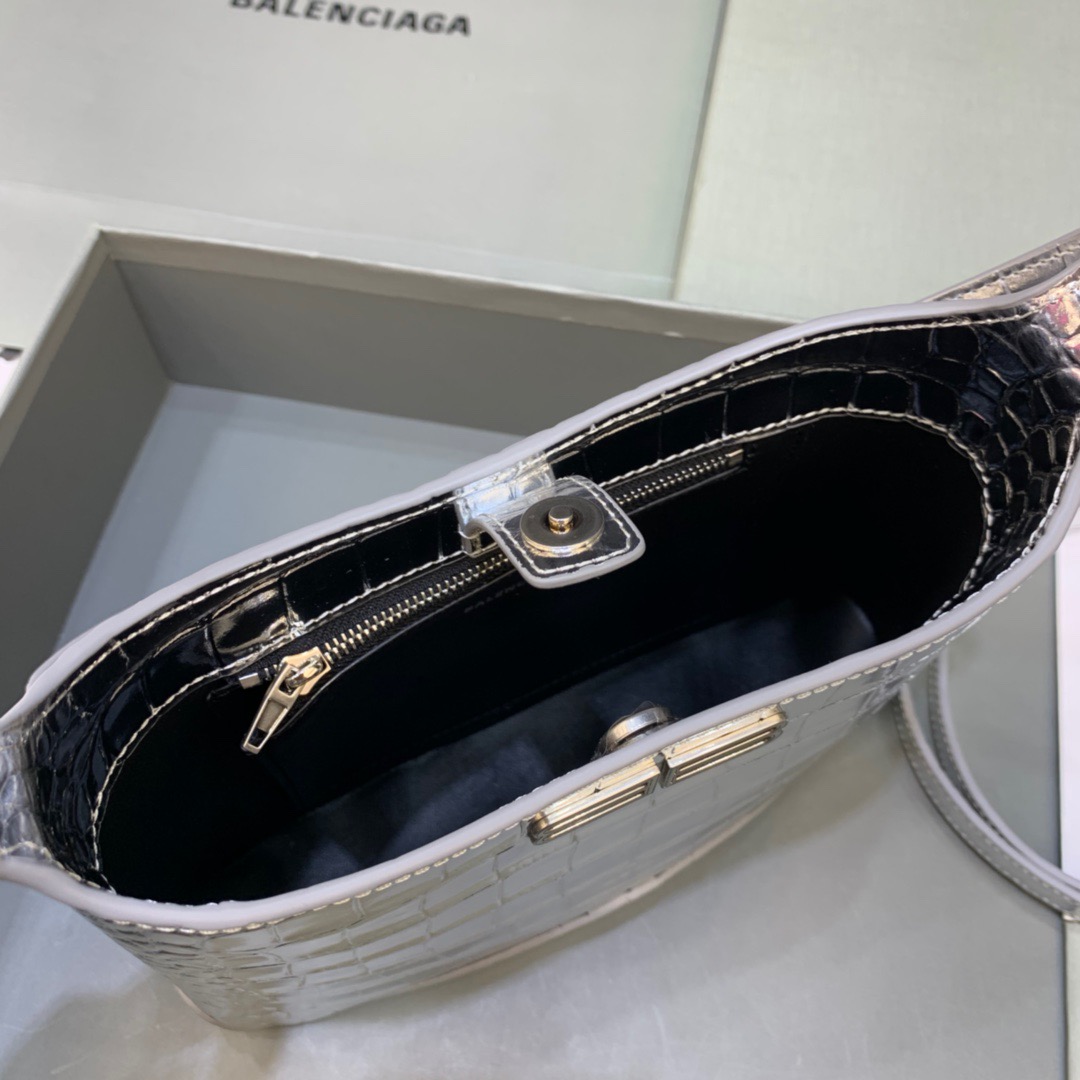 Balenciaga XX Small Hobo Bag In Silver , For Women, Women’s Bags 7.8in/20cm 6955892109E8110
